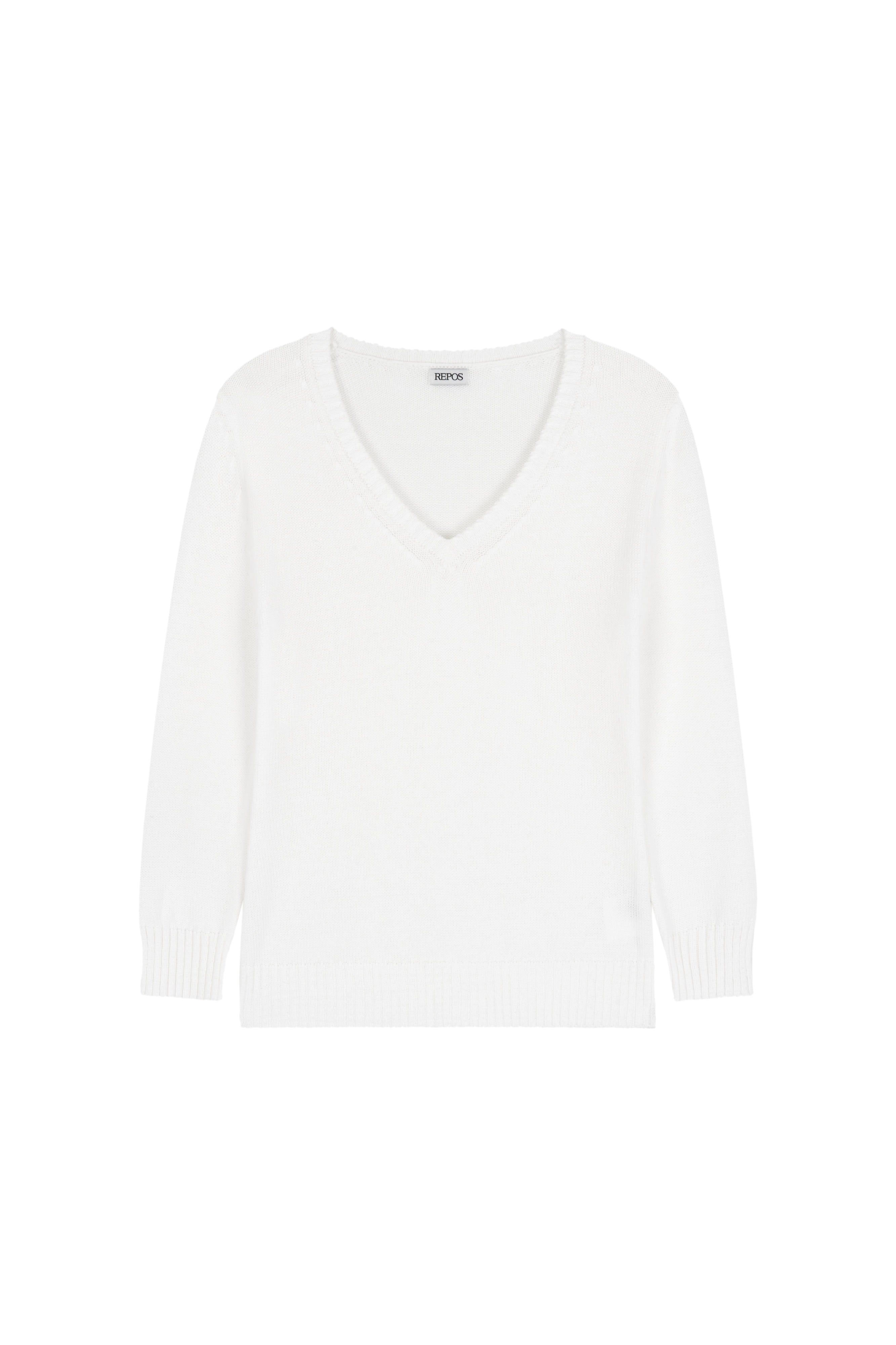 repos-ss-26-cotton-v-neck-knit-white-white-s
