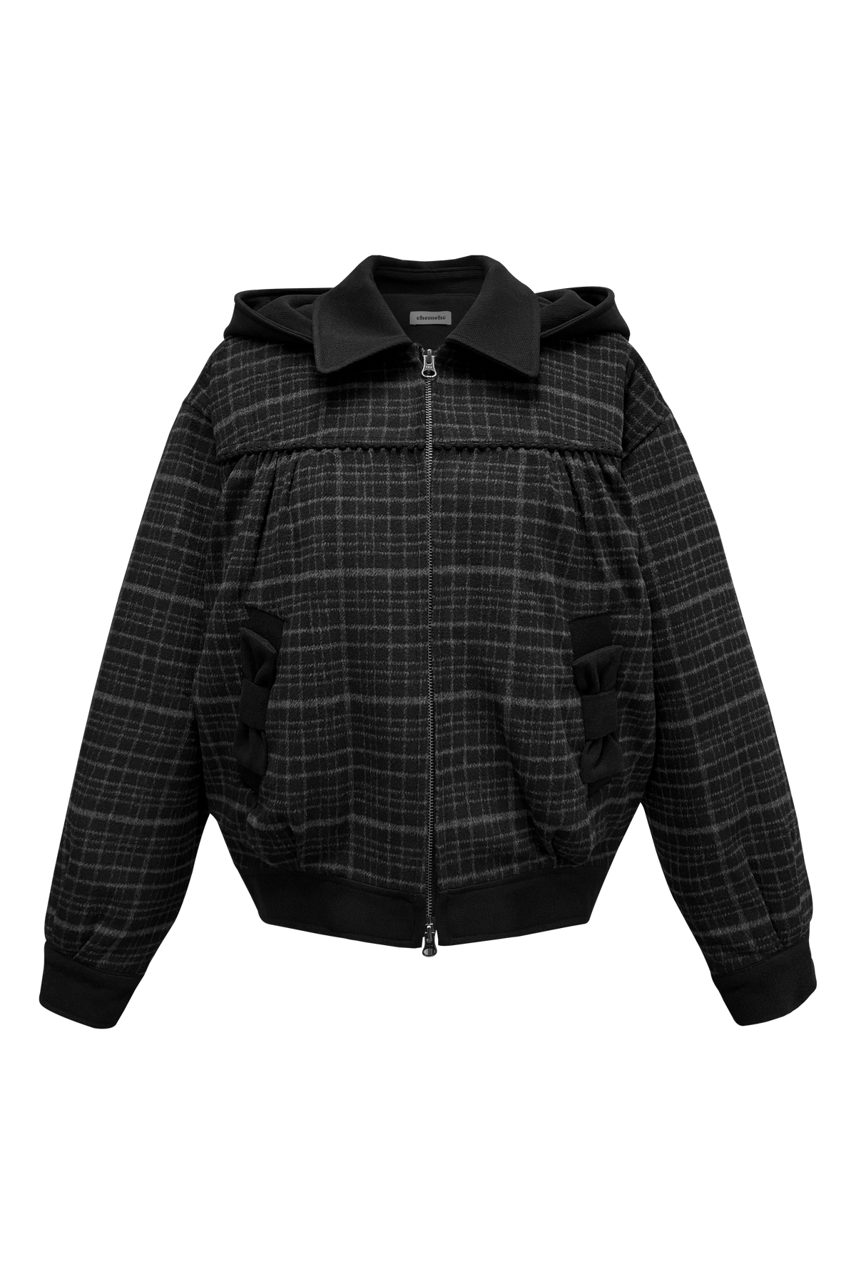 chemehc-fw-25-blank-hood-jacket-black-check-black-check-s