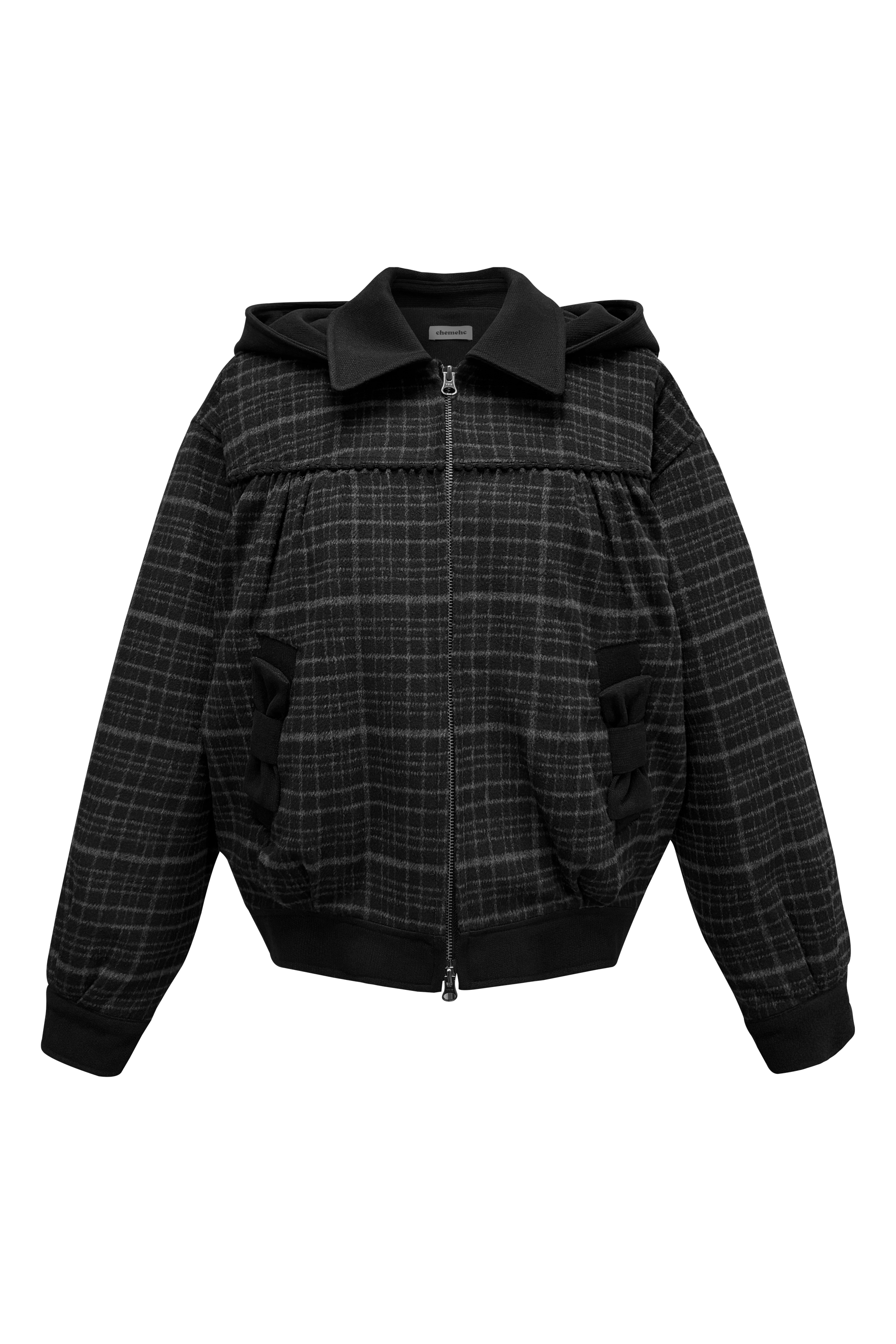 chemehc-fw-25-blank-hood-jacket-black-check-black-check-s