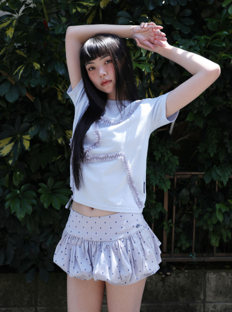 [UGLY SHADOW] DOTTED PUMPKIN SKIRT PANTS(GREY)