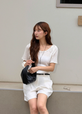 JOORTI Pintuck half pants white