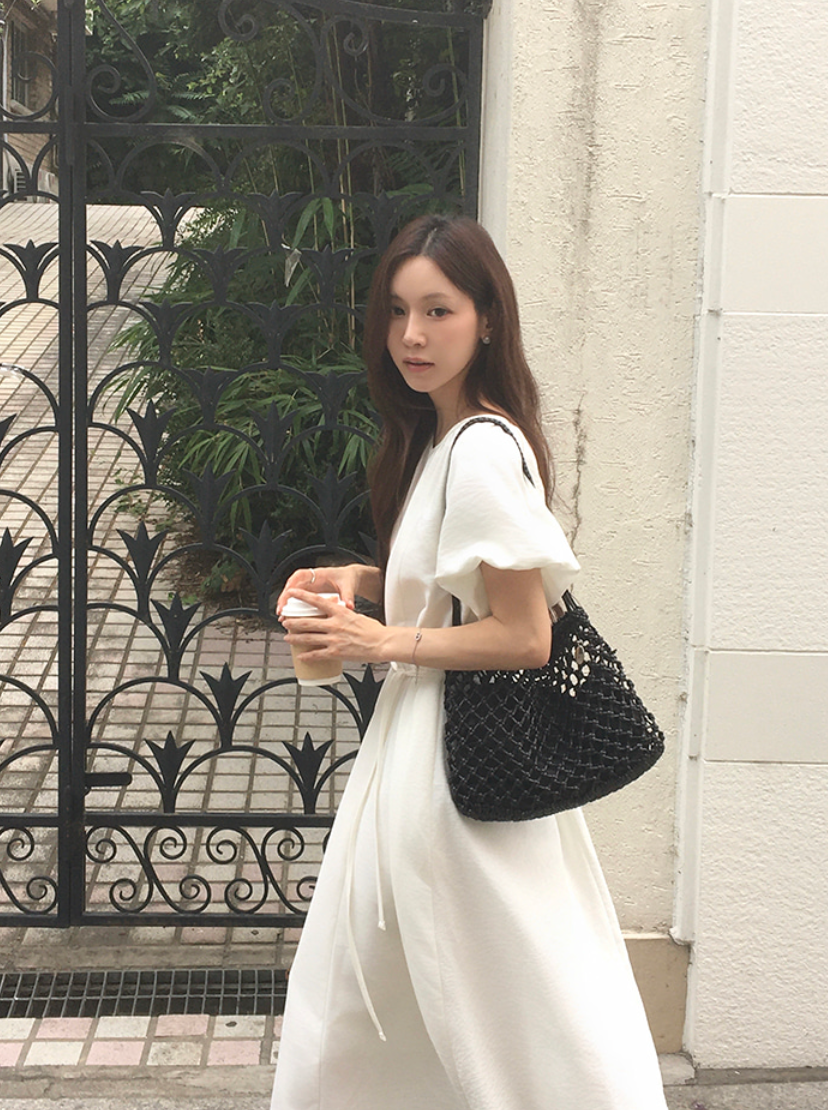 JOORTI Polina shirring dress ivory