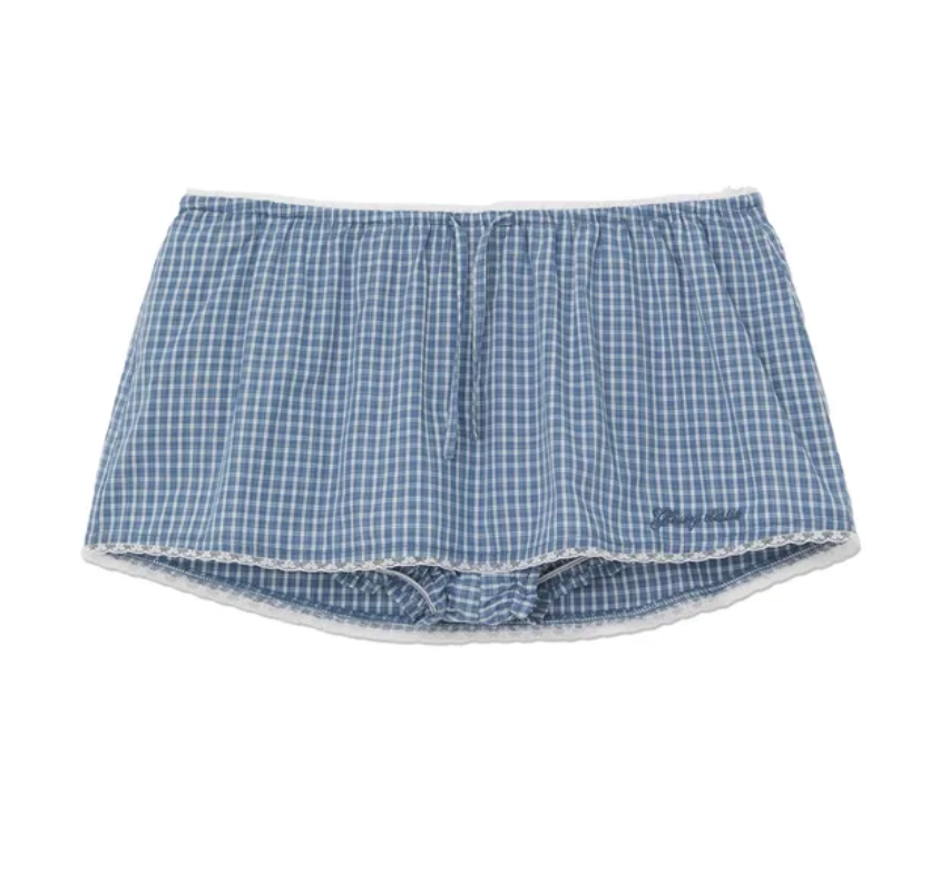 GLOWNY G classic lace up mini skirt blue