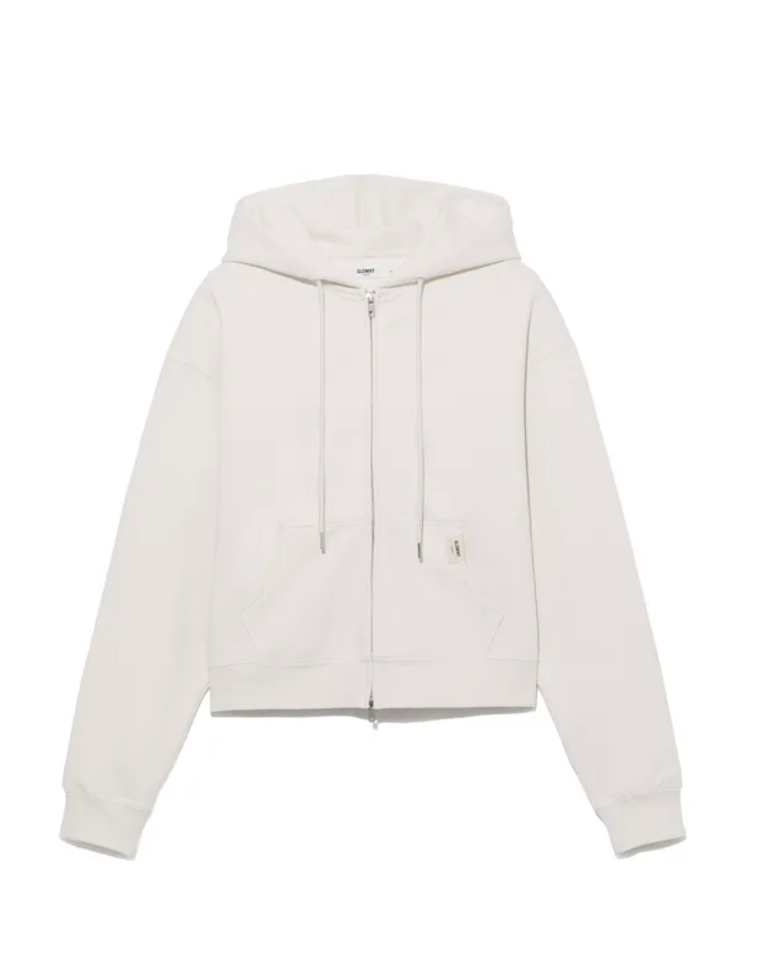 GLOWNY G standard zip up hoodie white