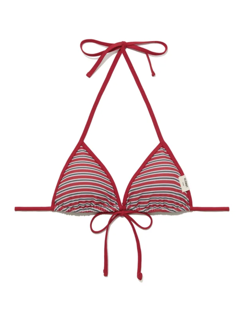 GLOWNY G encore stripe bikini top red stripe