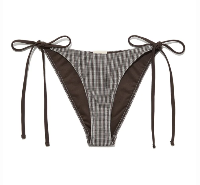 GLOWNY G gingham bikini bottom brown