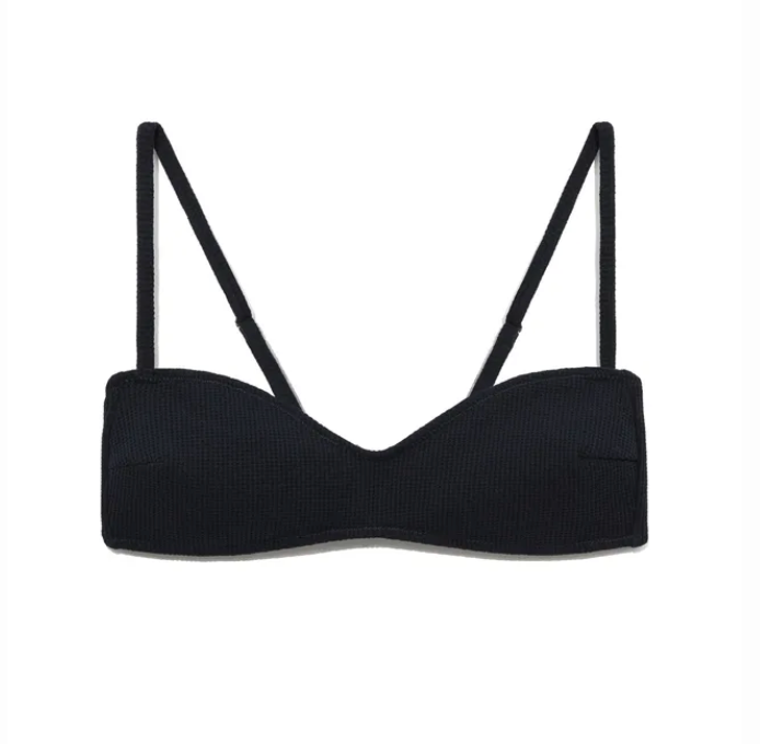 GLOWNY G waffle bikini top navy