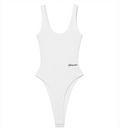 GLOWNY G scoop neck waffle bodysuit white