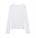 GLOWNY G classic v neck rib long sleeve white