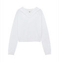 GLOWNY G hug v neck knit hoodie white