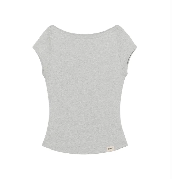 GLOWNY G classic boat neck tee melange gray