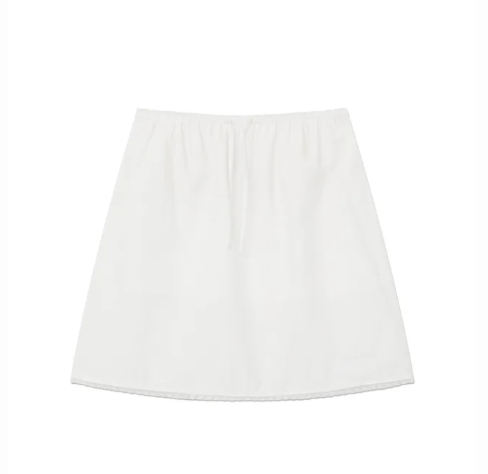 GLOWNY G classic lace up midi skirt white