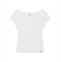 GLOWNY G deep scoop tee white