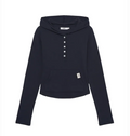 GLOWNY G fine button hoodie navy