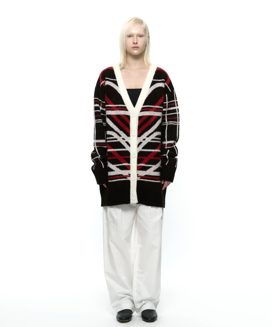 [KIMOUI] HEART GRAPHIC KINT CARDIGAN (RED)