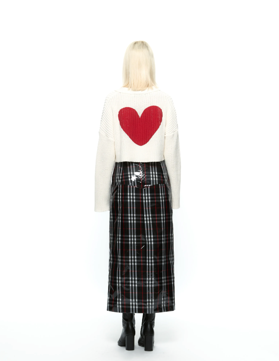 [KIMOUI] HEART CROP CARDIGAN (RED)