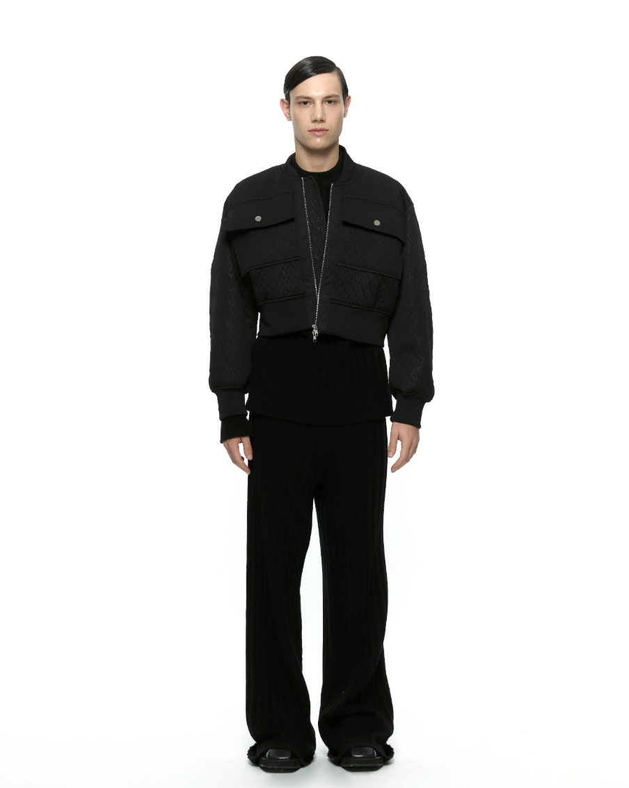 [KIMOUI] QUILTED CROP BLOUSON JACKET (BLACK)