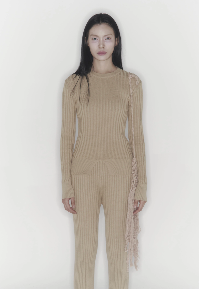 [KIMOUI] RIBBED KINT SWEATER (BEIGE)