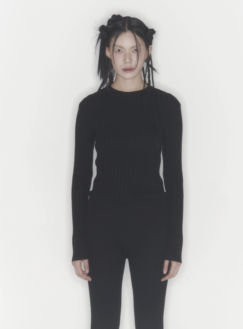 [KIMOUI] RIBBED KINT SWEATER (BLACK)