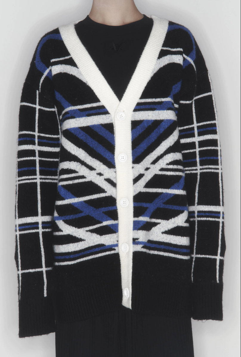 [KIMOUI] HEART GRAPHIC KINT CARDIGAN (BLUE)