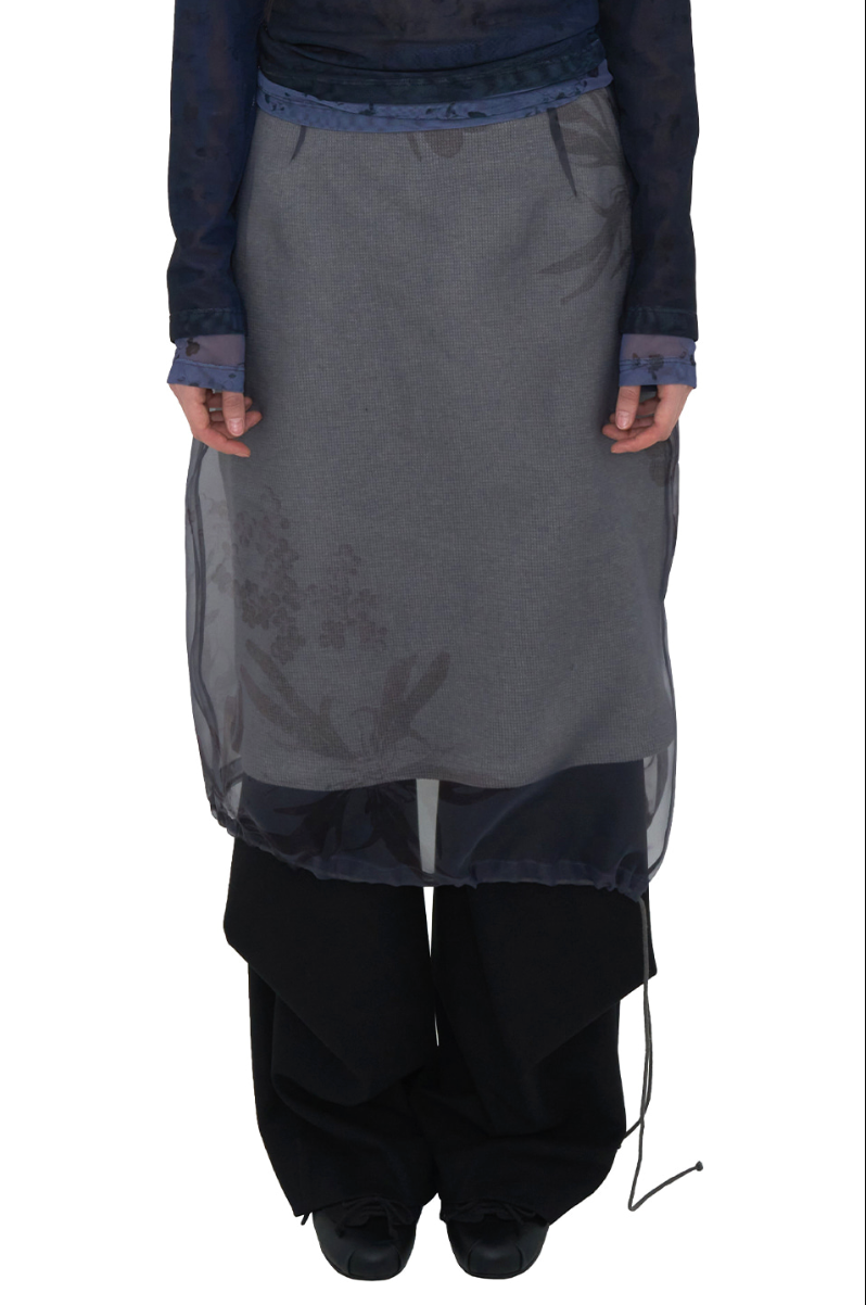 ODLY WORKSHOP Print mesh skirt cloud veil