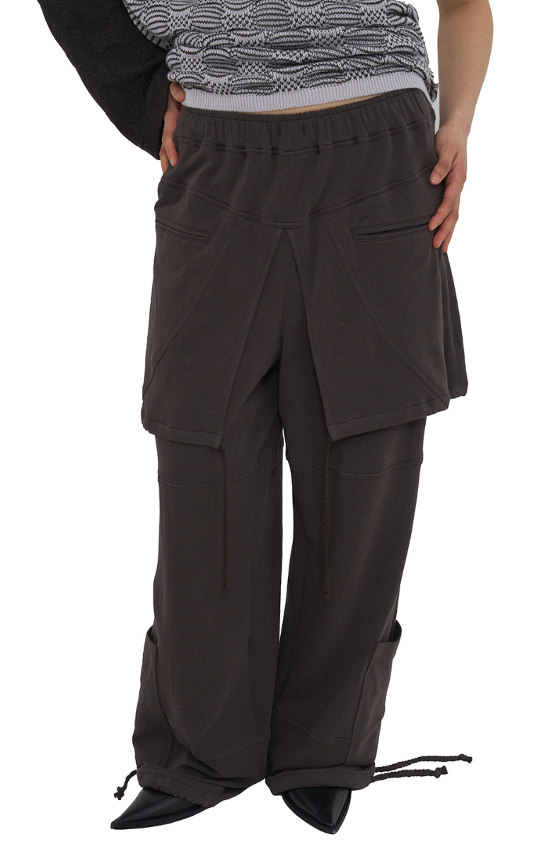 ODLY WORKSHOP Cotton layered trousers tan