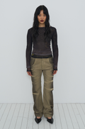 ODLYWORKSHOP Layered mesh long sleeve tee bark