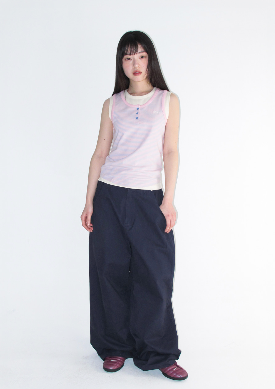 AMES WORLDWIDE Layered button sleeveless pink
