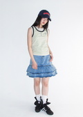 AMES WORLDWIDE Layered button sleeveless yellow