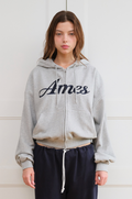 AMES WORLDWIDE Standard logo hoodie zip up grey