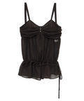 HETIT Mirrorball sheer shirring top dark brown