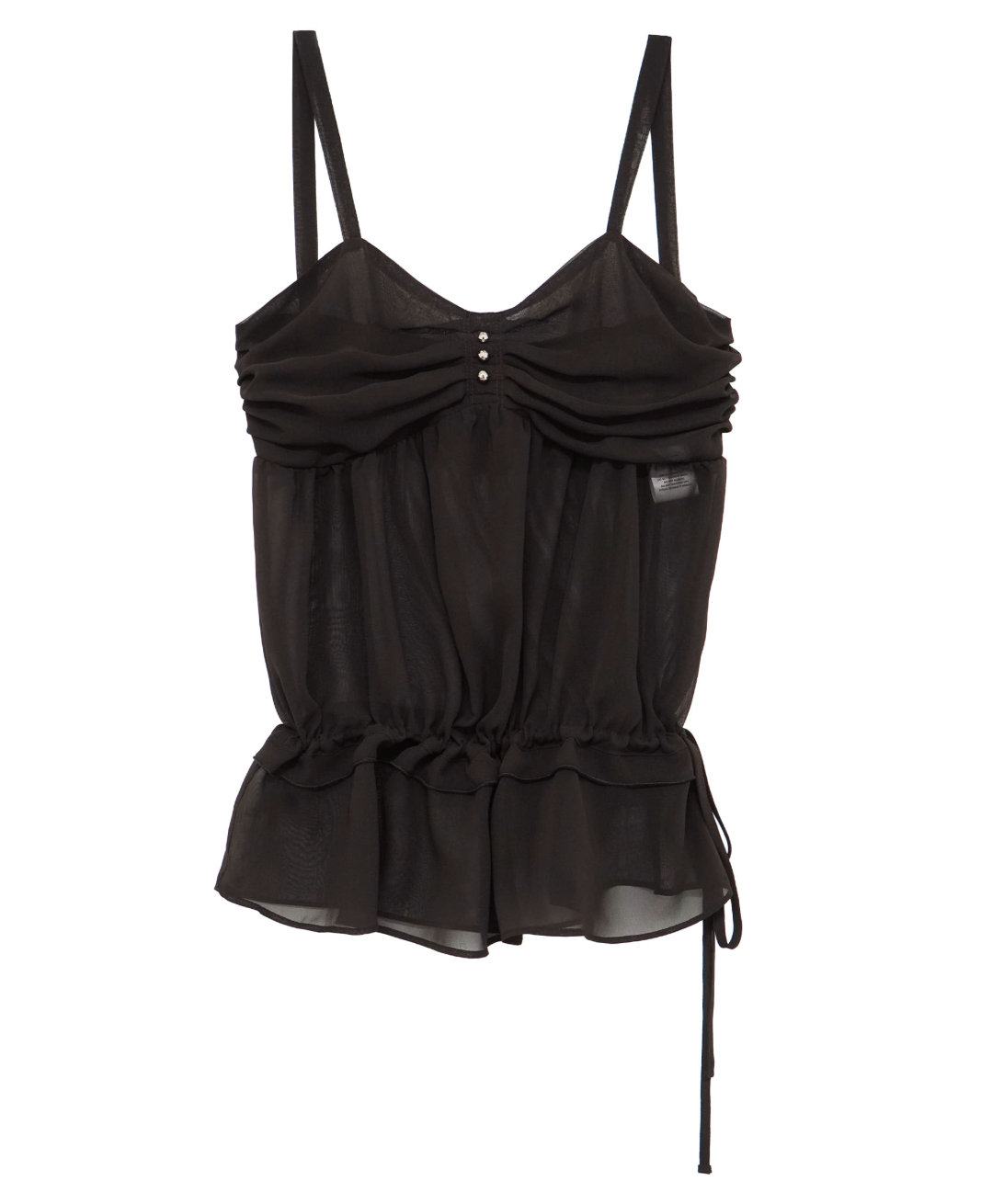HETIT Mirrorball sheer shirring top dark brown