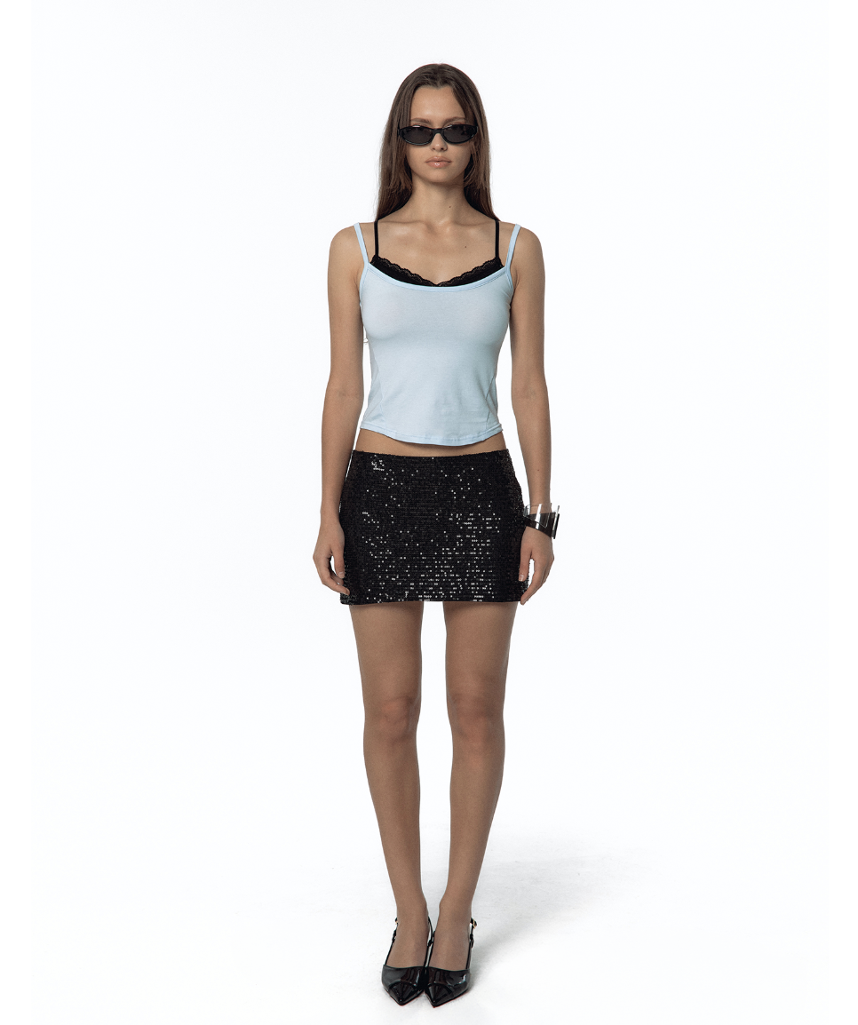 KASHIKO Spangle mini skirt black