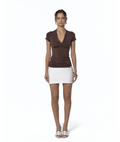 KASHIKO Sleek deep v neck t shirt brown