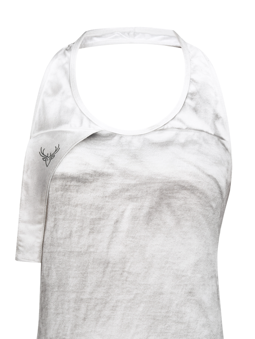 VADEFY Dirty washed layered halter neck white