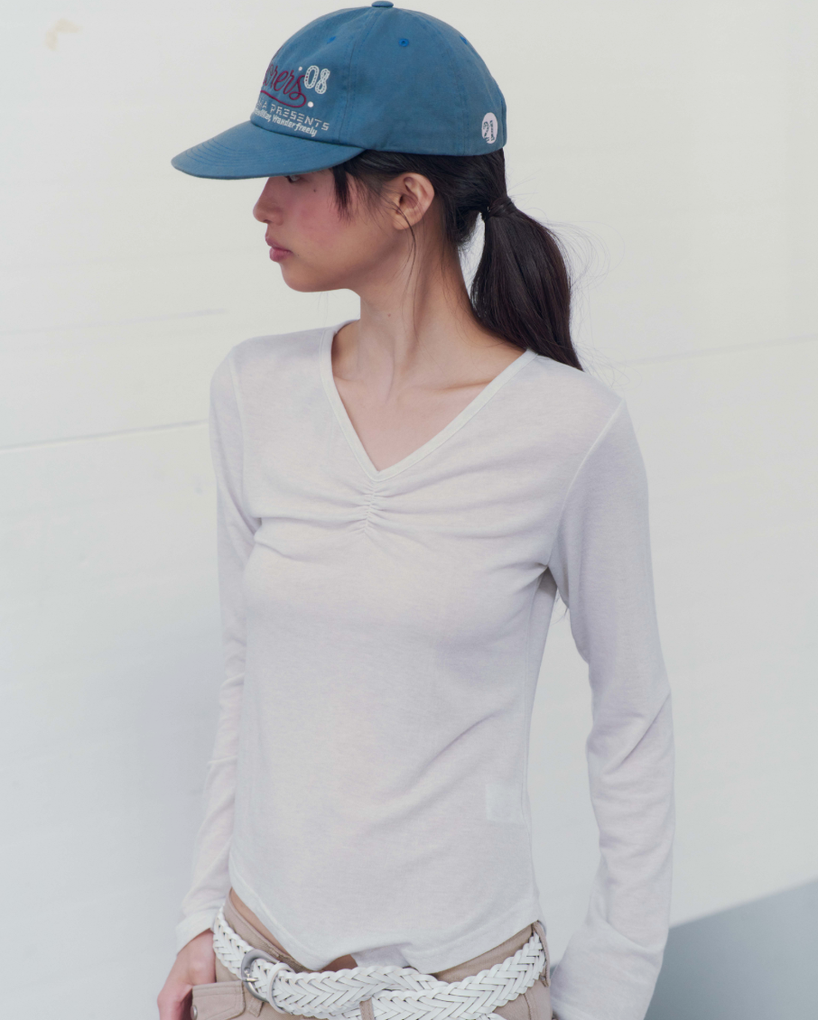 ONSKA Soft v neck long sleeve t oatmeal