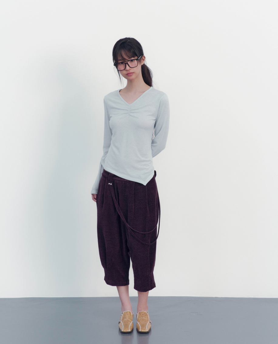 ONSKA Belt string harem pants purple