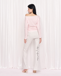 WHISFAIRY Letter fold flare pants light gray