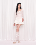 WHISFAIRY Double pleats button skirt white