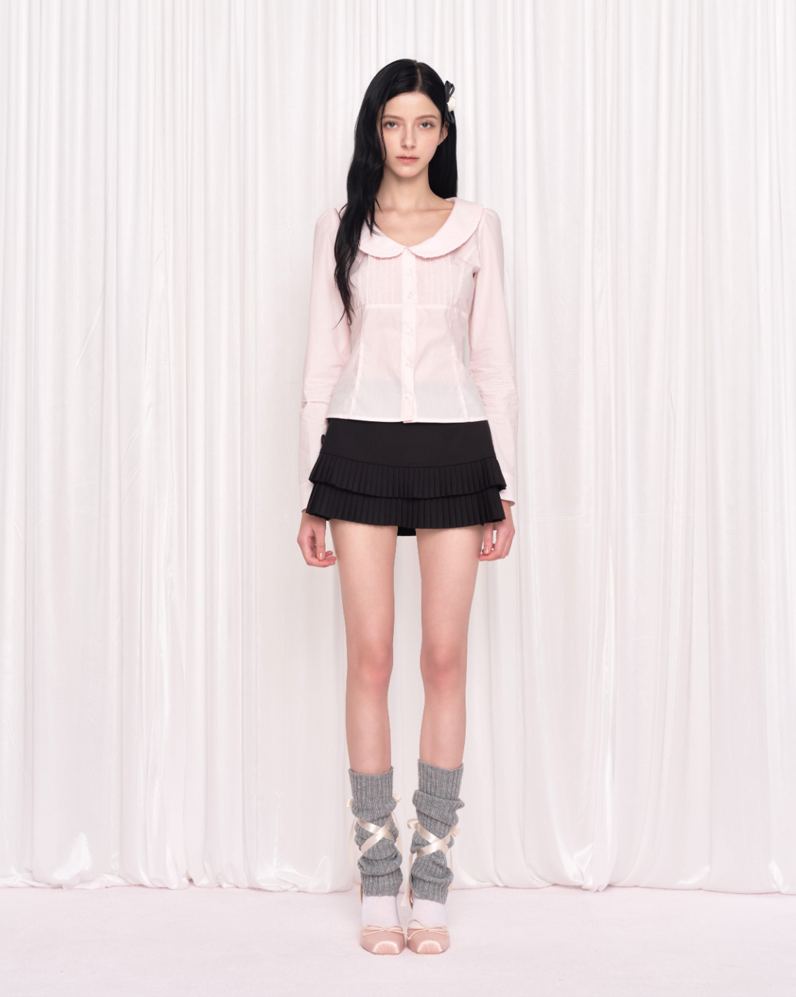 WHISFAIRY Belle ribbon blouse pink
