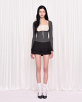 WHISFAIRY Sheer layer top charcoal
