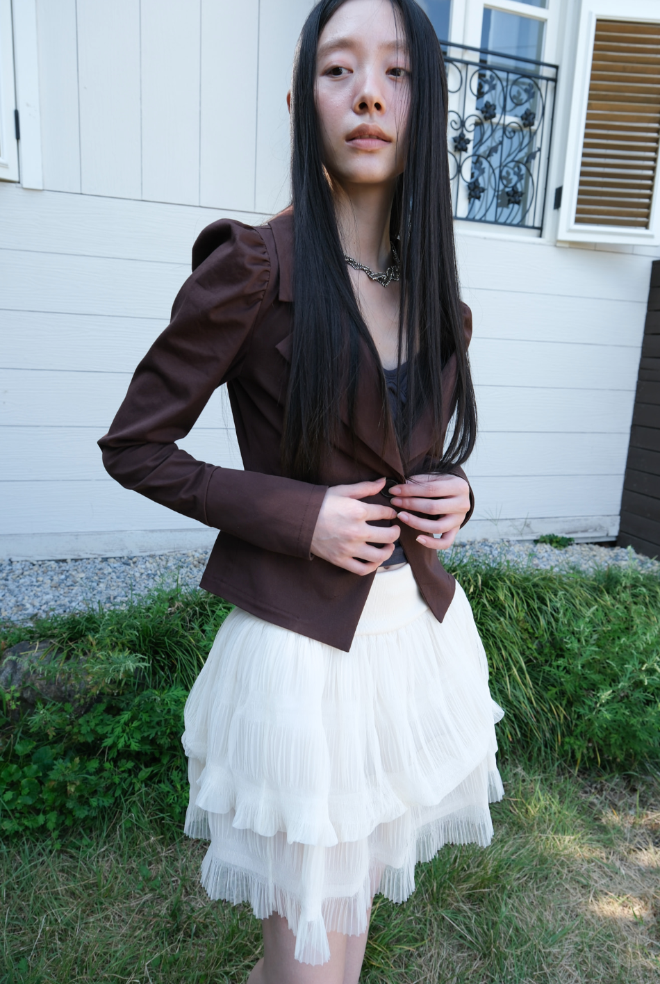 LOSESLEEPOVER Fairy mesh skirt cream