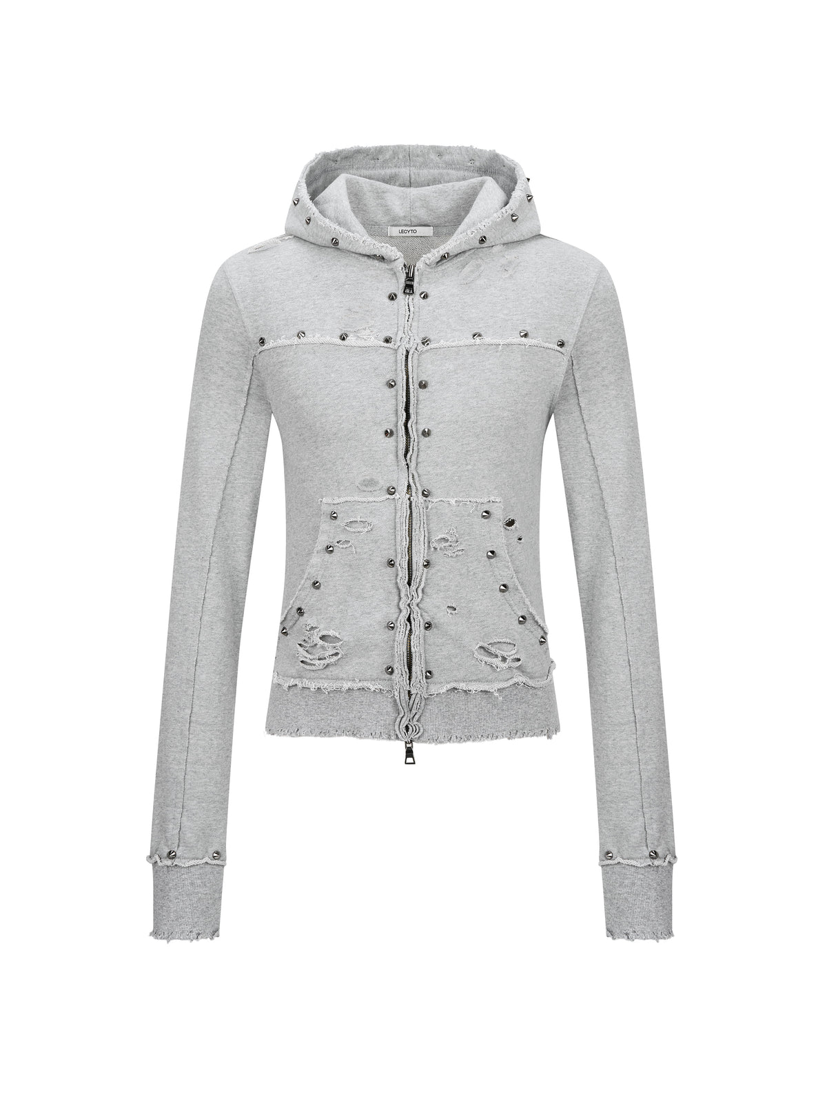 lecyto-fw-26-destroyed-spike-zip-up-hoodie-m-gray-melange-gray-s