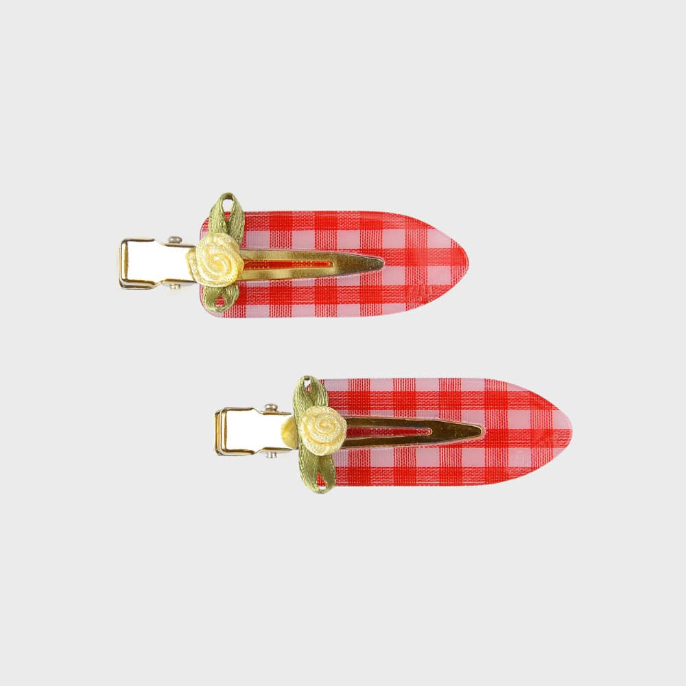 eireve-ss-25-rose-garden-hair-clip-set-(gingham-red/2pcs)