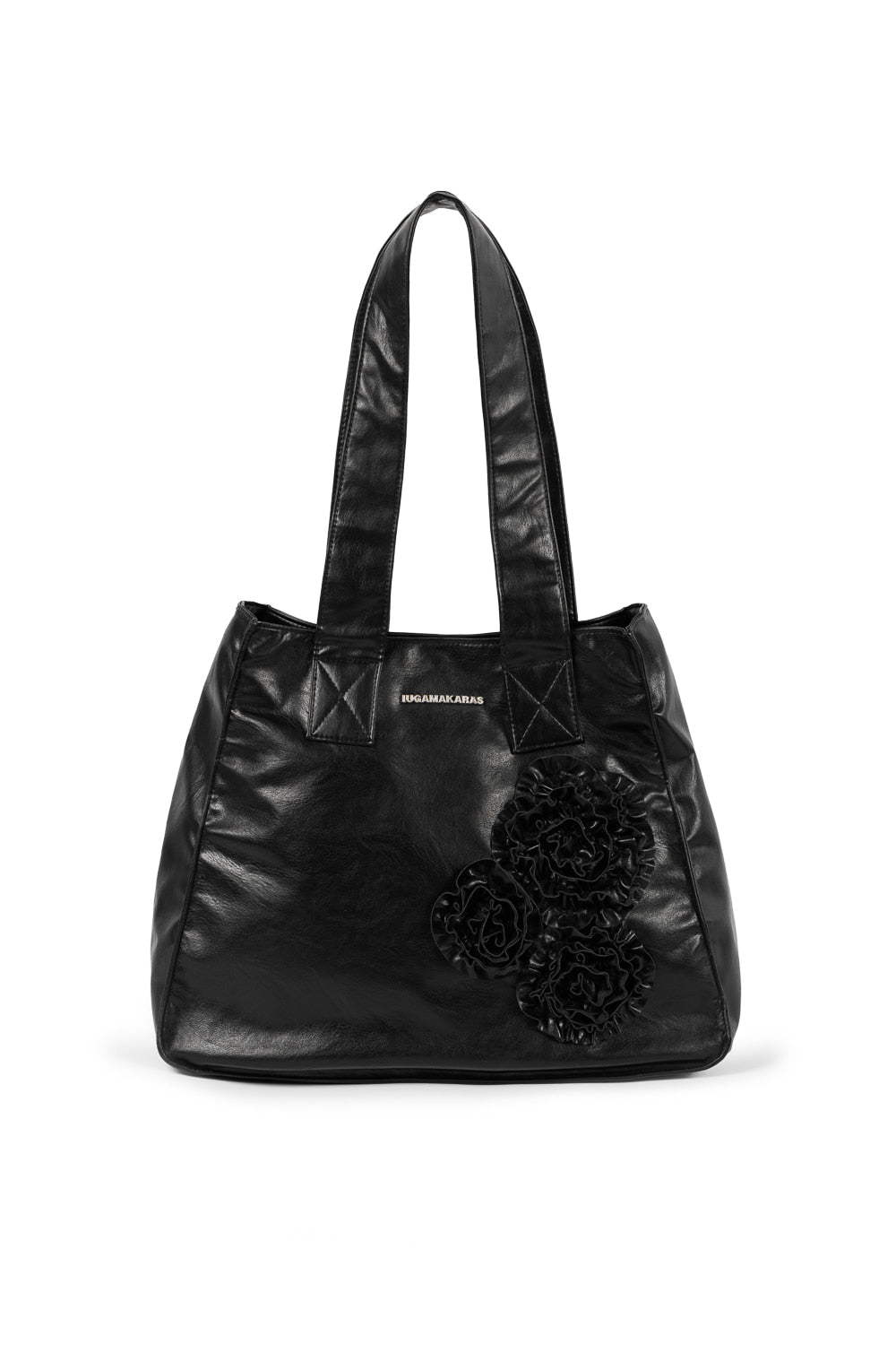 iugamakaras-ss-25-flowers-leather-shoulder-bag-black-black-s