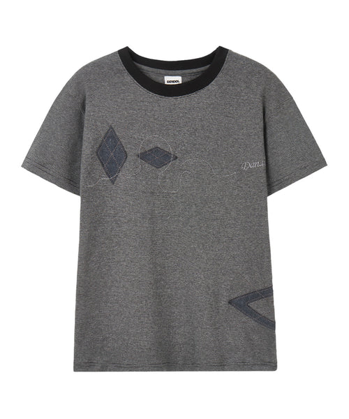 dandel-ss-26-dd-argyle-applique-stripe-tee-black-black-s