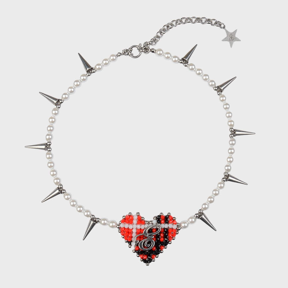 eireve-fw-25-beaded-tartan-check-heart-necklace-red-red-s
