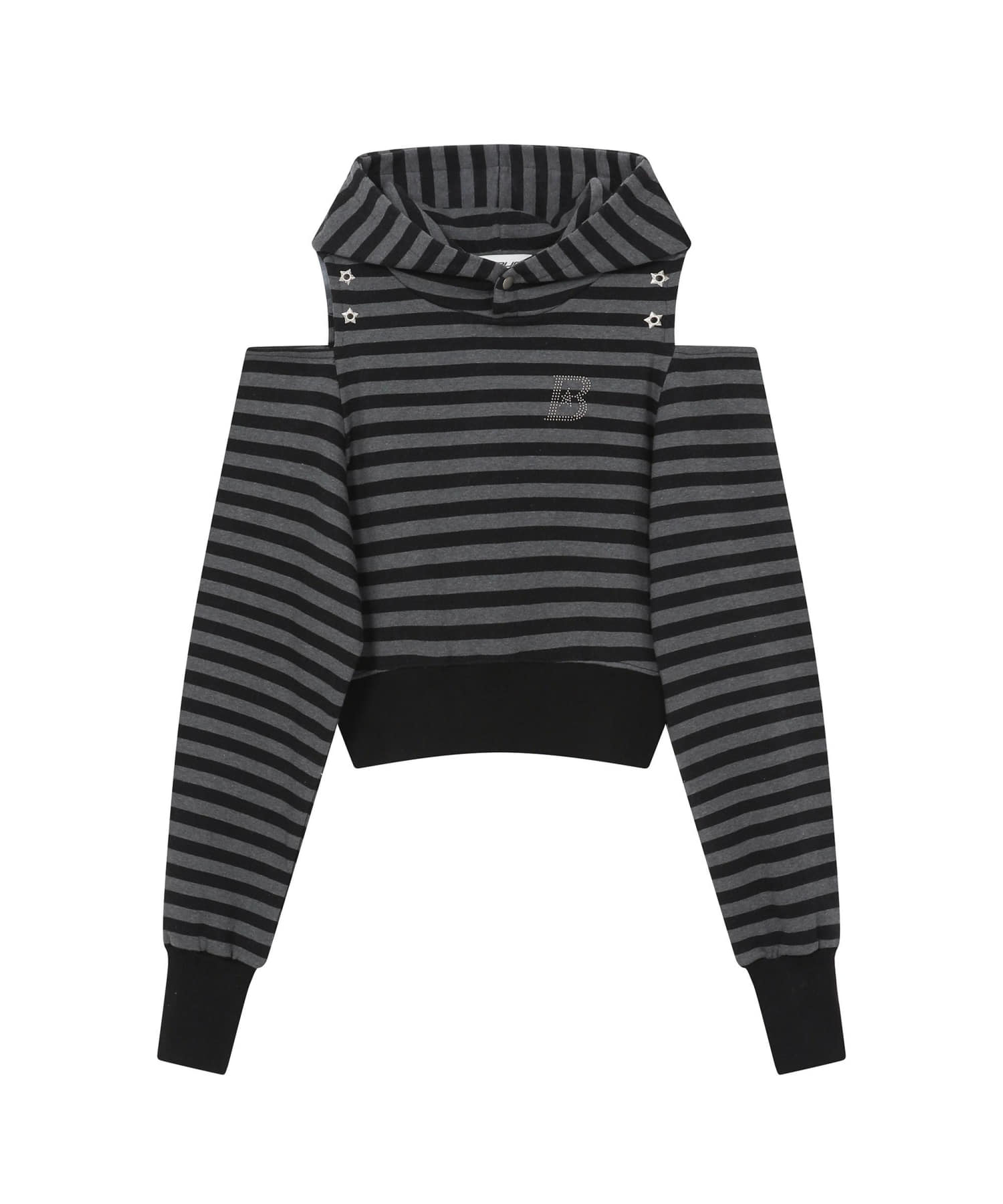 bauf-ss-25-stripe-cutout-offshoulder-crop-hoodie-(black)