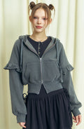 popsiz-fw-25-sleeves-ruffle-zip-up-hoodie-charcoal-charcoal-s