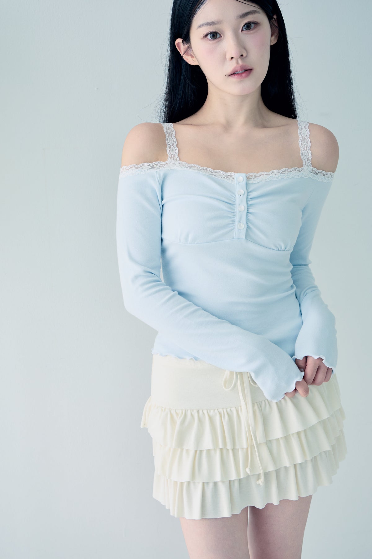 DAYNEE Swan lace top Baby blue